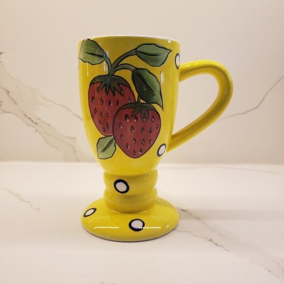 Vintage Set of 2 Vintage Yellow Chick Hugging Egg Planter Tall Strawberr… - Picture 8 of 13
